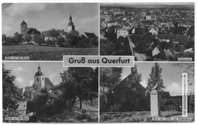 Blick auf die Burg, Teilansicht, Partie an der Burg, OdF-Denkmal - 1959