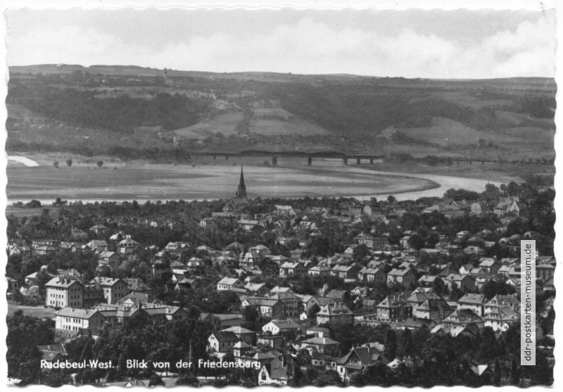 Radebeul-West, Blick von der Friedensburg - 1966