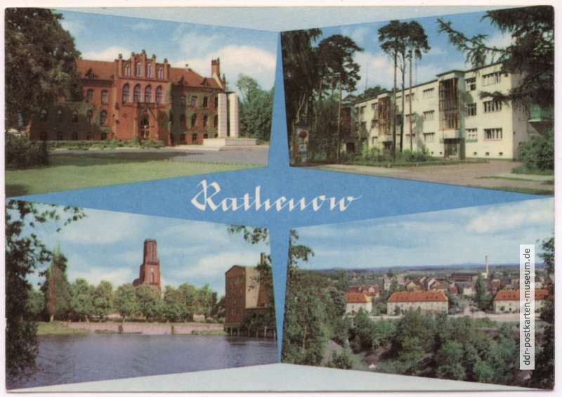 Erste farbige DDR-Ansichtskarte von Rathenow - 1966