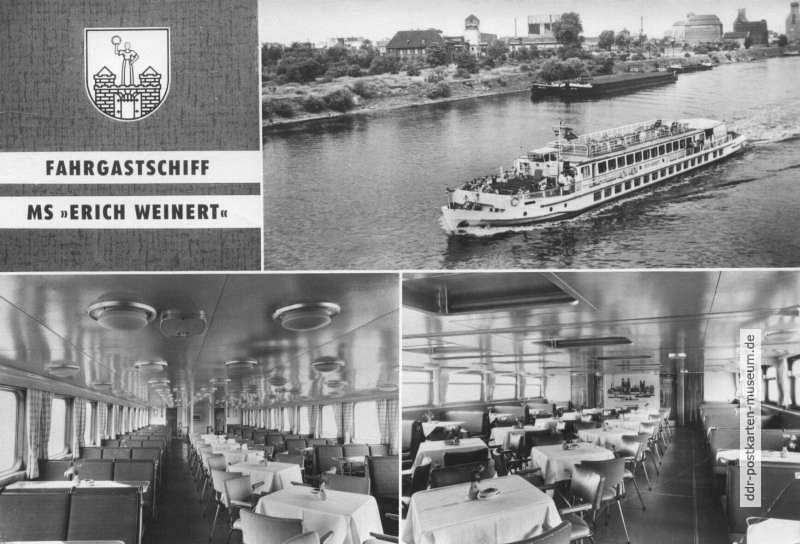 Fahrgastschiff "Erich Weinert" der Weißen Flotte in Magdeburg - 1979