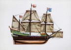 Fregatte "Golden Hind" des Piraten Francis Drake um 1570 aus Kartenserie "Historische Schiffe I" - 1977/1983