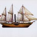 Raddampfer "James Watt" von 1845 aus Kartenserie "Historische Schiffe II" - 1978/1980/1983