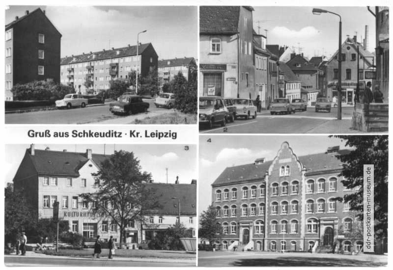 Neubauten Käthe-Kollwitz-Straße, Leipziger Straße, Kulturhaus "Sonne", Lessing-Oberschule - 1981