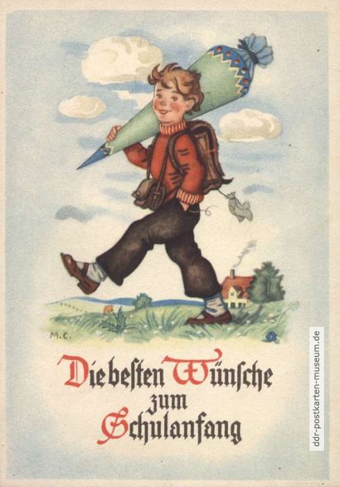 Postkarte zur Einschulung von 1951 - Kunstverlag Brück & Sohn