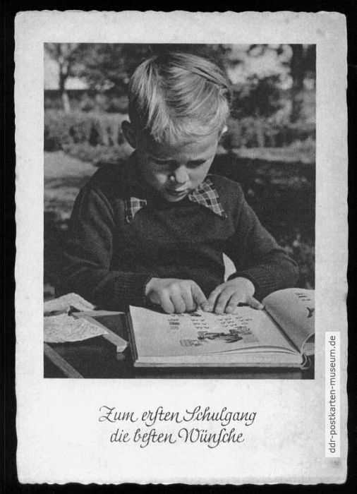 Postkarte zum ersten Schulgang von 1954 - Heldge-Verlag