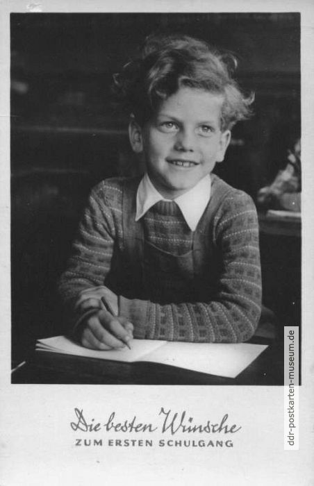 Postkarte zum ersten Schulgang von 1955 - Verlag Erhard Neubert