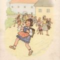 Postkarte zum Schulanfang von 1956 - Verlag Erhard Neubert