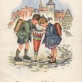 Glückwunschkarte zum ersten Schulgang  von 1957 - Verlag Willy Klautzsch
