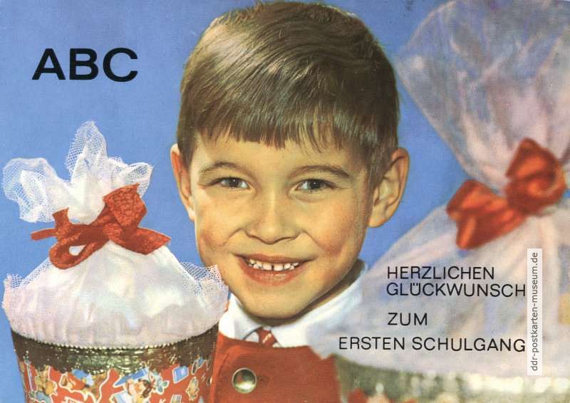 Glückwunschkarte zum ersten Schulgang  von 1969 - Verlag Erhard Neubert