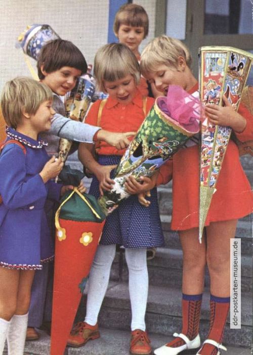 Glückwunschkarte zum Schulanfang von 1981 - Planet-Verlag 