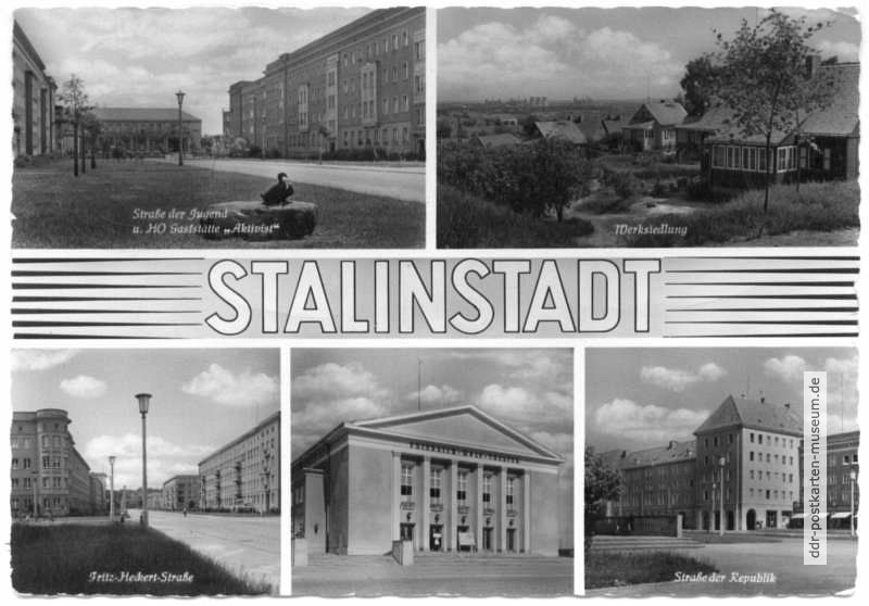 Stalinstadt Mehrbildkarte III - 1958