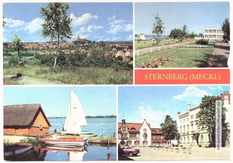 Blick nach Sternberg, Freibad, Am See, Rathaus - 1979