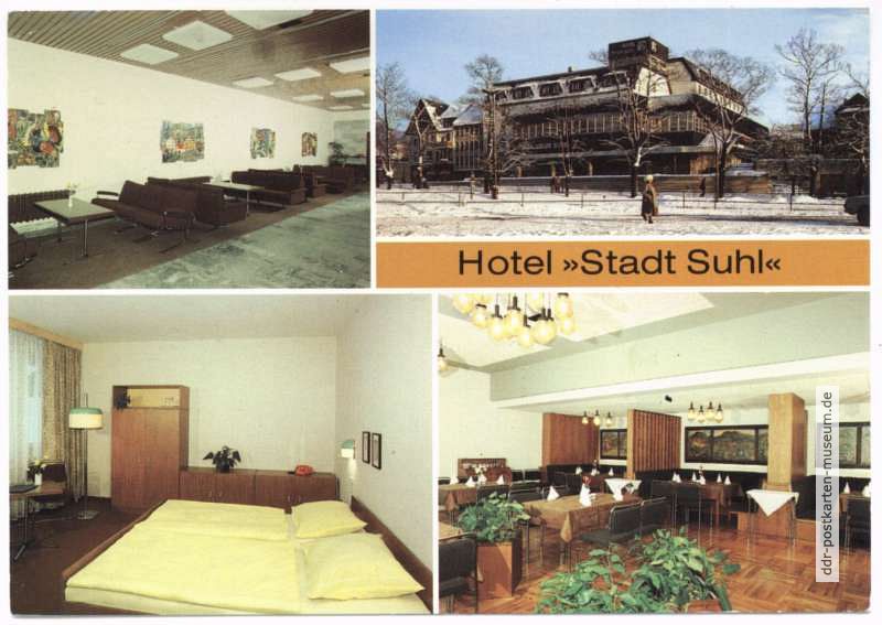 Hotel "Stadt Suhl" - Foyer, Gästezimmer, Restaurant - 1988