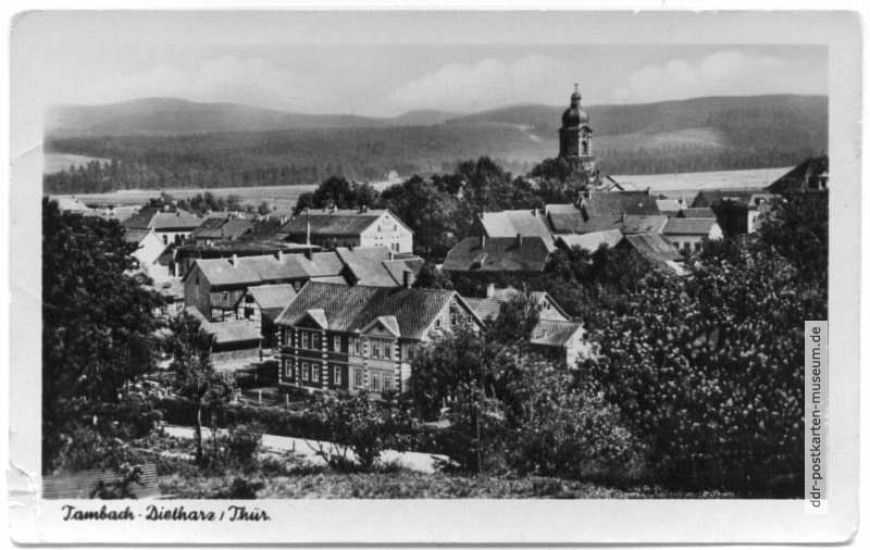 Blick zur Tambacher Kirche - 1955