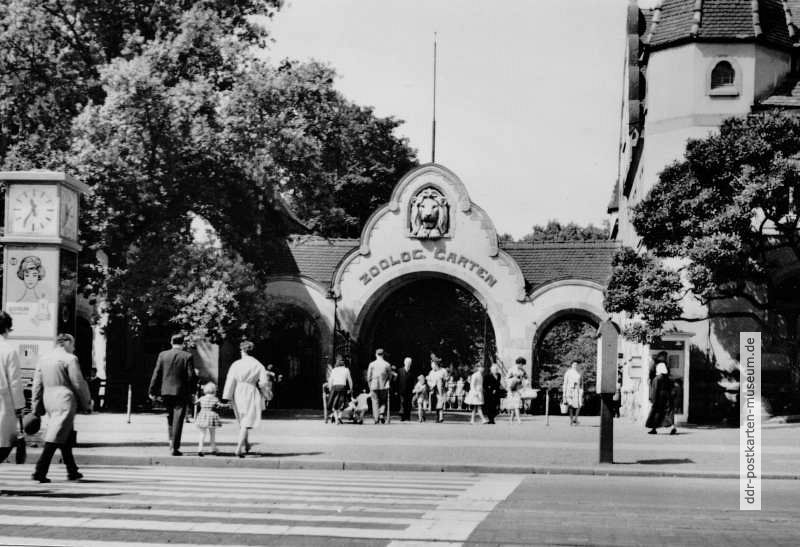 Zoologischer Garten Leipzig, Eingang zum Zoo - 1964