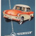 Ostalgie-Postkarte mit Werbeplakat für Trabant "P 80" von 1957