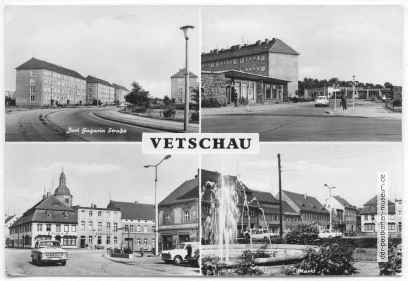 Neubauten an der Juri-Gagarin-Straße, Marktplatz mit Ratskeller - 1972 / 1973