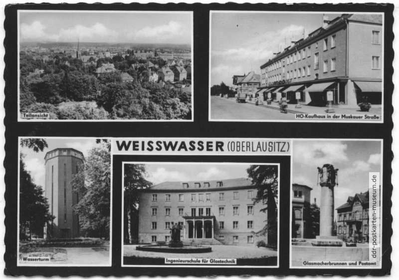 HO-Kaufhaus, Wasserturm, Ingenieurschule, Glasmacherbrunnen - 1964