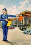 Reklamekarte der Stadt Leipzig für erste Leipziger Friedensmesse (Hauptbahnhof) - 1946