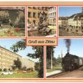 Glockenspiel, Schwanenbrunnen, Platz der Jugend, Neubauten, Schmalspurbahn - 1988