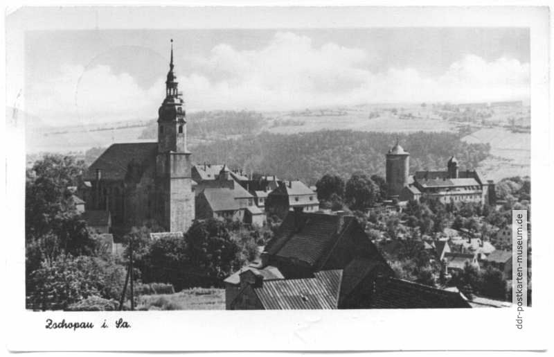 Blick auf Kirche und Schloß Wildeck - 1961